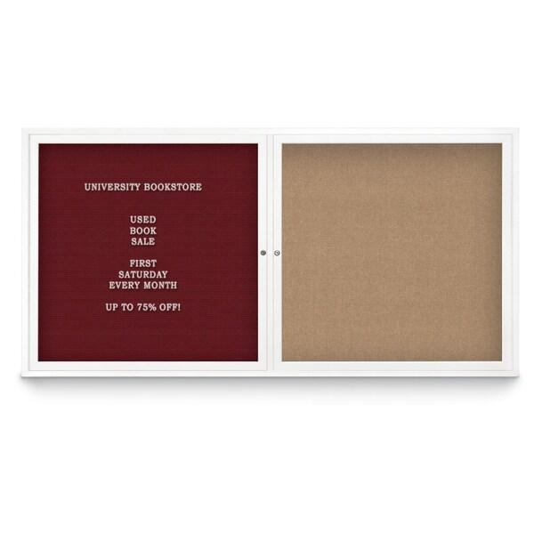 Corkboard, Single Door, Radius Frame, 18x24", Black/Black Rubber